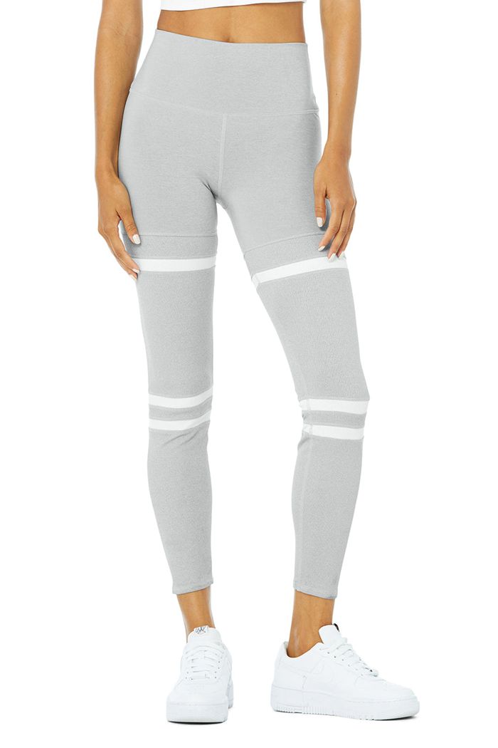 Alo Yoga High-Waist Legit Women's Leggings Grey White | 97QJRWMPT