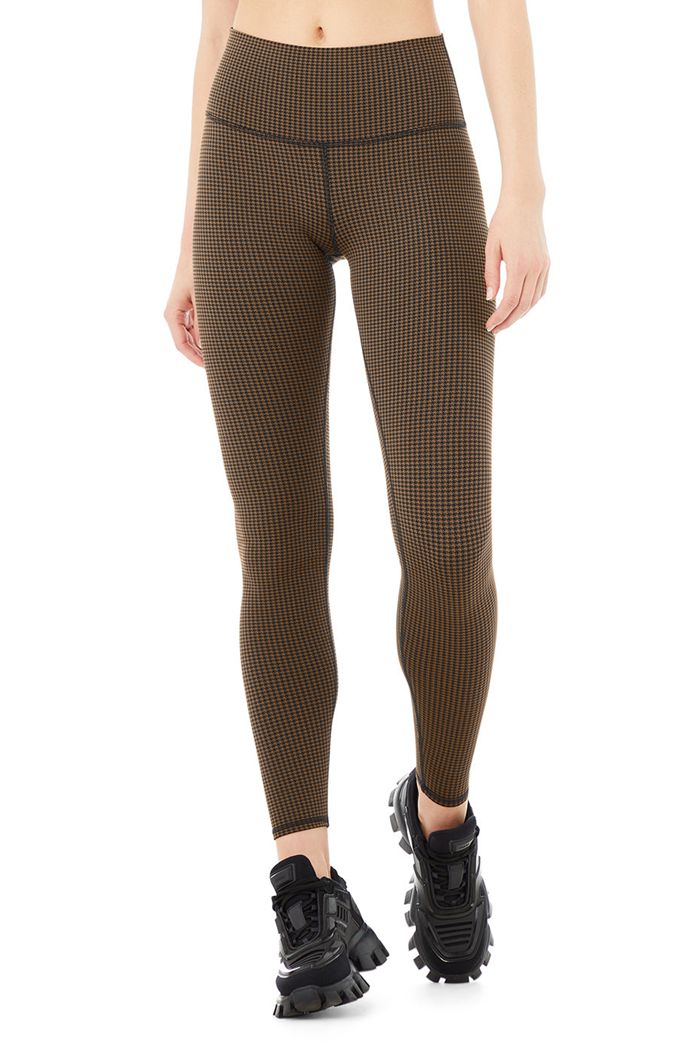 Alo Yoga High-Waist Micro Houndstooth Women's Leggings Black | 07PAECKUH