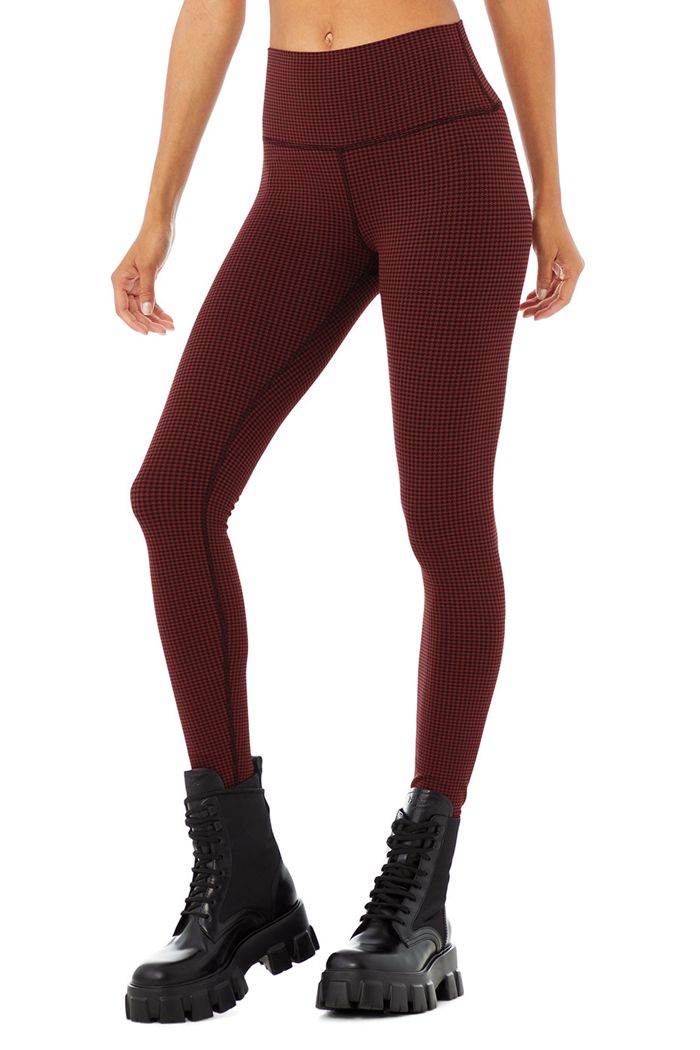 Alo Yoga High-Waist Micro Houndstooth Women's Leggings Black | 74UBFZSMI