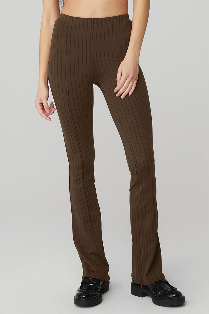 Alo Yoga High-Waist Pinstripe Zip It Flare Women's Leggings Black | 92FHSIUNB