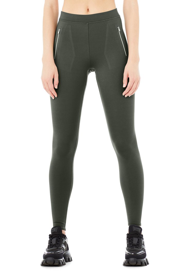 Alo Yoga High-Waist Thrill Seeker Women's Leggings Dark Green | 16XLVCOGN