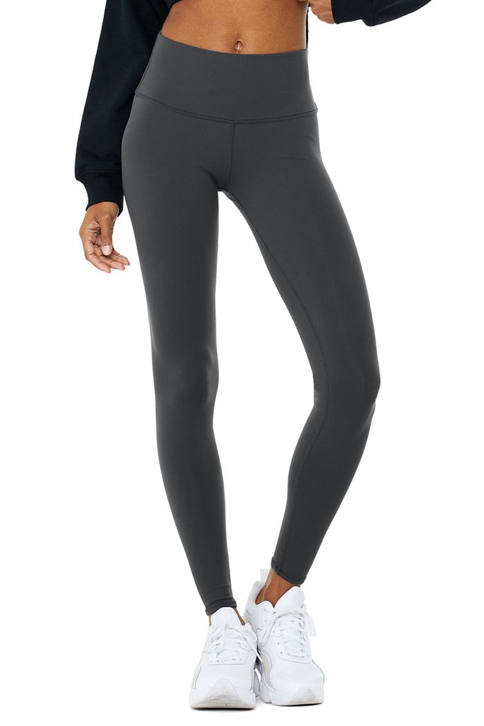 Alo Yoga High-Waist Winter Warmth Plush Women's Leggings Dark Grey | 75FSJILGK