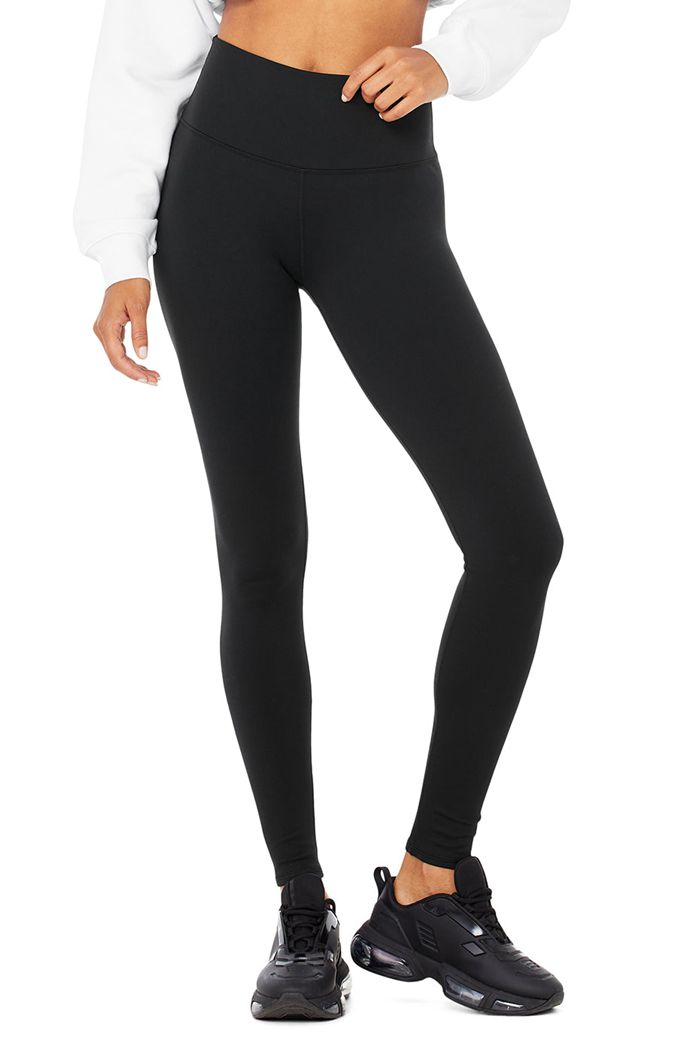 Alo Yoga High-Waist Winter Warmth Plush Women's Leggings Black | 76CQDKGAY