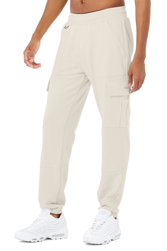 Alo Yoga Highline Cargo Sweat Men's Pants Beige | 20LKTZWIH