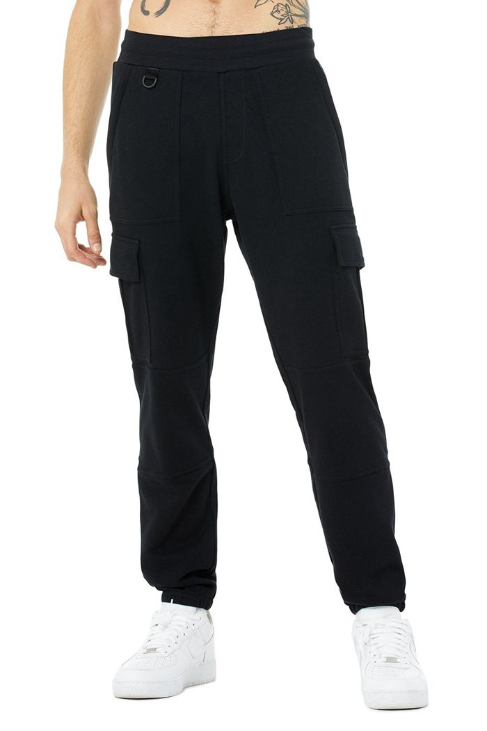 Alo Yoga Highline Cargo Sweat Men's Pants Black | 23UCIXZOW