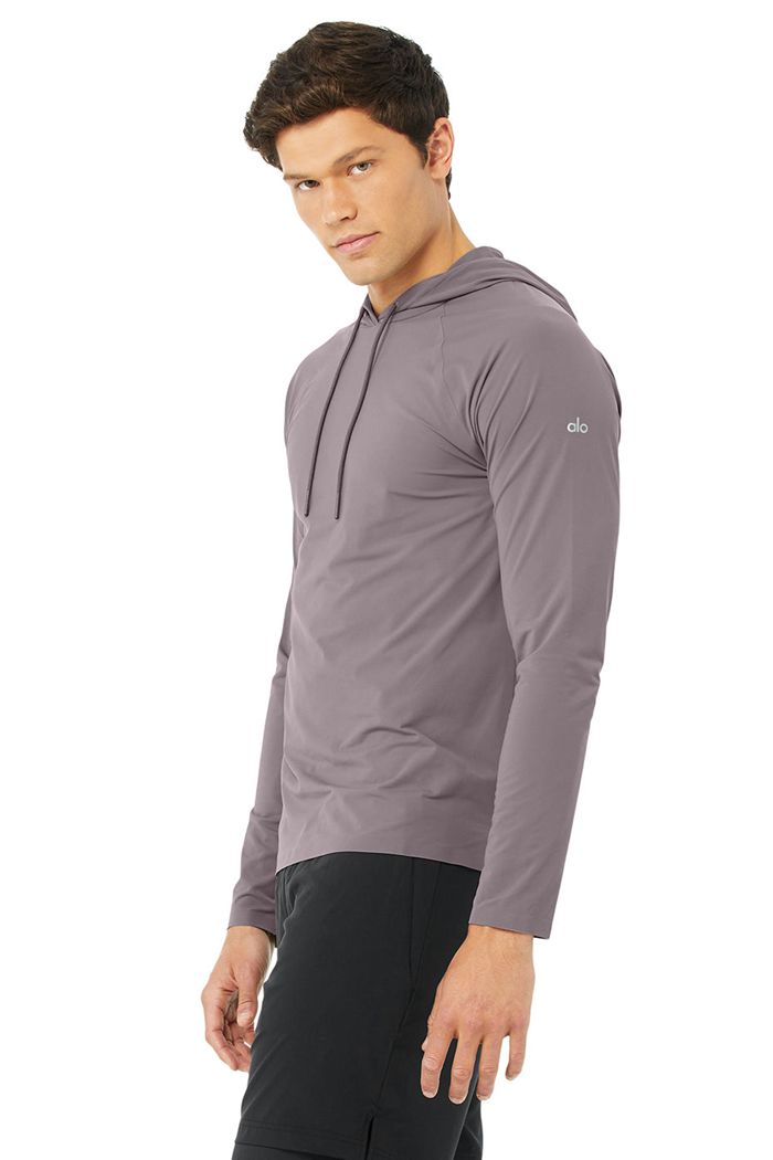 Alo Yoga Idol Hooded Runner Men's Hoodie Purple | 29YVDQZKX