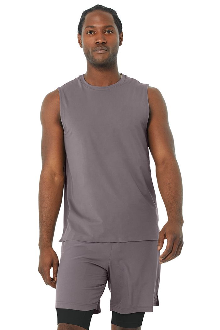 Alo Yoga Idol Performance Men's Tank Tops Purple | 73NRAZQHS