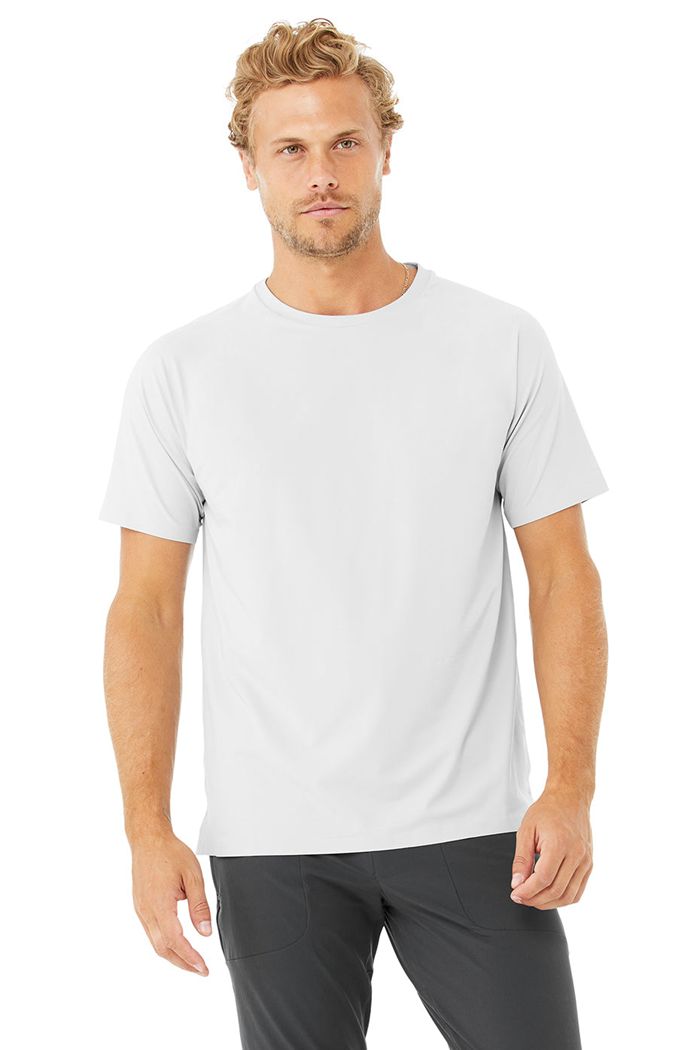 Alo Yoga Idol Performance Tee Men's Short Sleeve White | 43VAPKRUQ