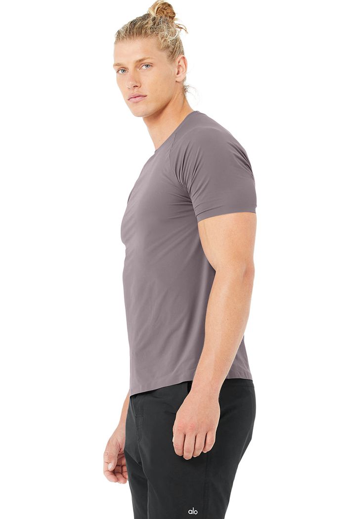 Alo Yoga Idol Performance Tee Men's Short Sleeve Purple | 87BNOJZSP