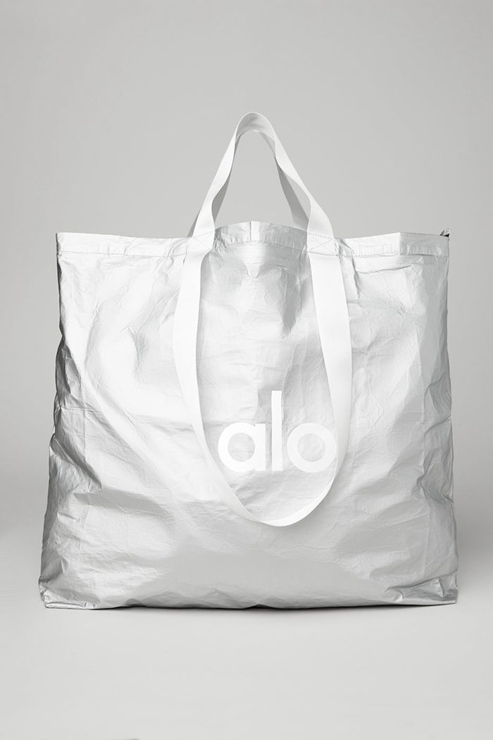 Alo Yoga Keep It Dry Packable Tote Women's Bags Silver | 23NTMOLCE