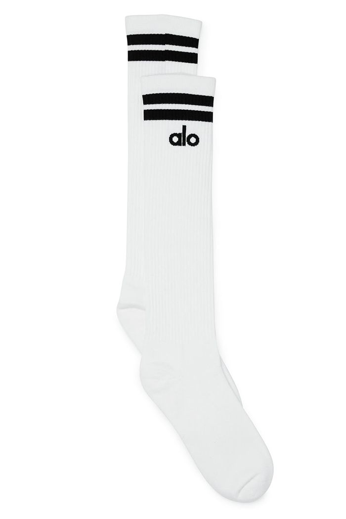 Alo Yoga Knee-High Throwback Women's Socks White | 89AQGOJRT