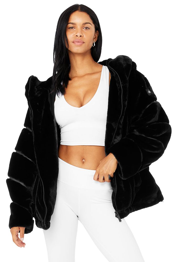 Alo Yoga Knock Out Faux Fur Women's Jackets Black | 20HQLKFMN