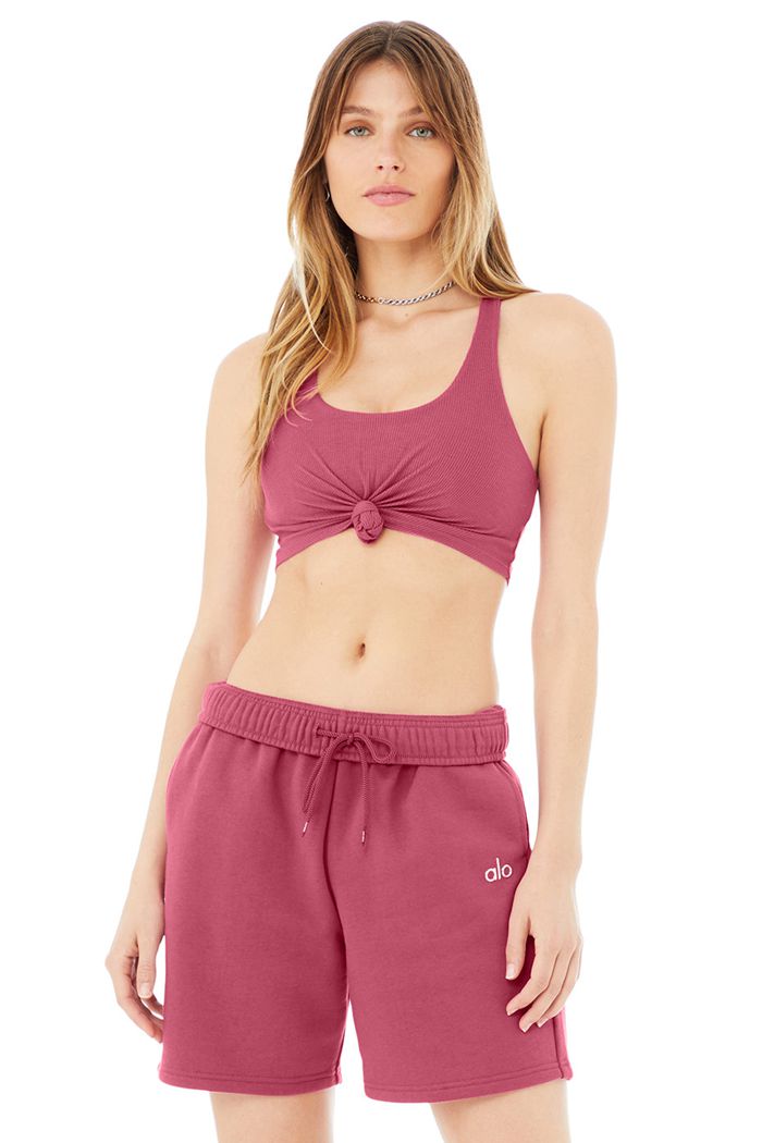 Alo Yoga Knot Women's Bras Purple | 39BEJPVTS