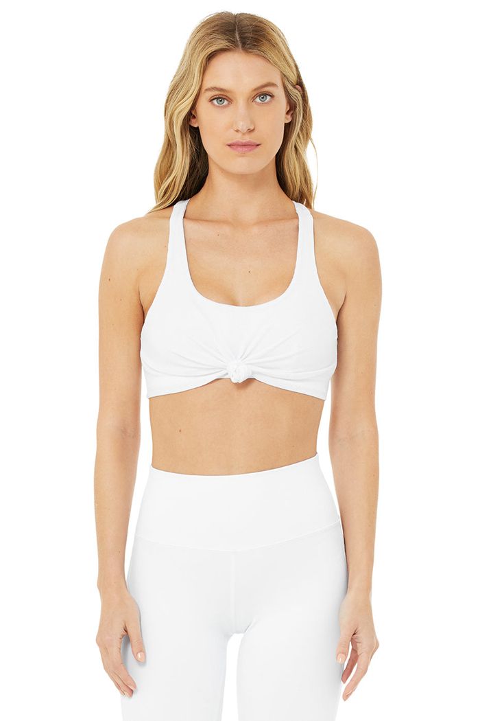 Alo Yoga Knot Women's Bras White | 90AVGQBYU