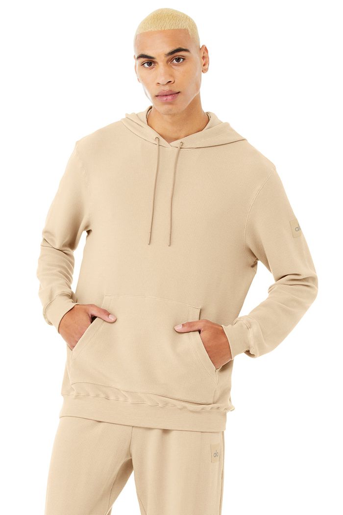 Alo Yoga Micro Waffle Fast Break Men's Hoodie Brown | 16NYKBCMU