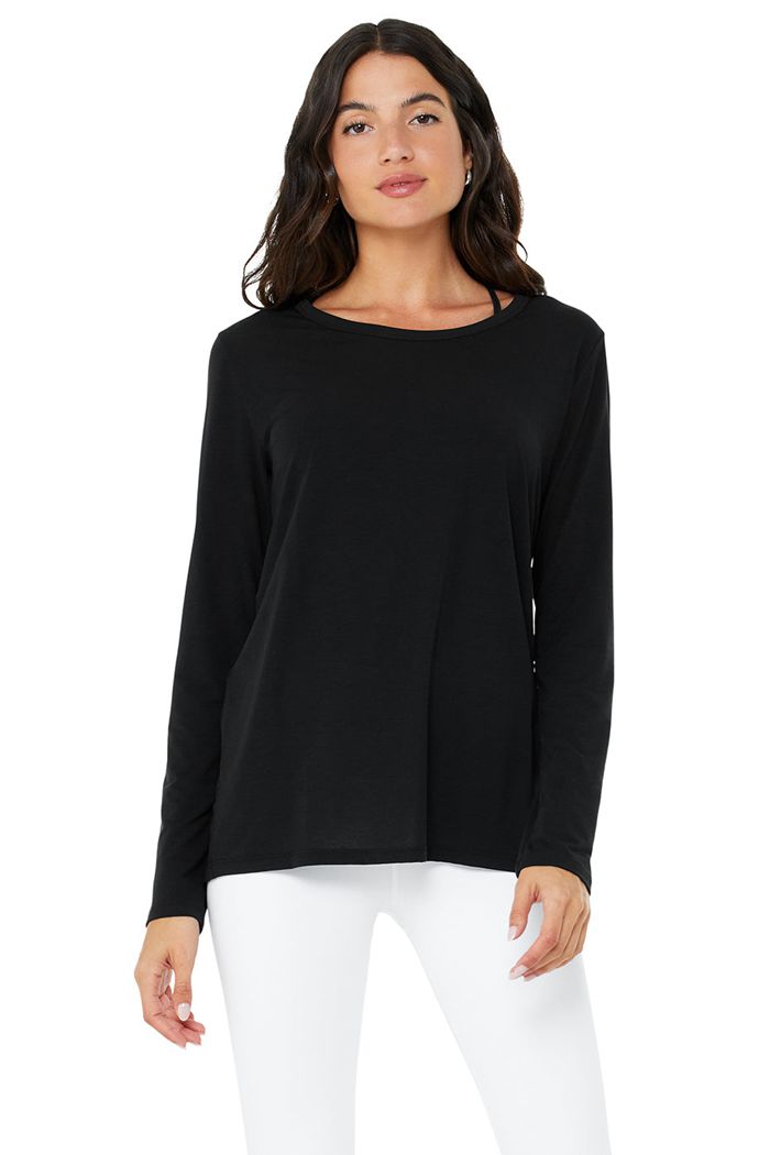 Alo Yoga Motion Women's Long Sleeve Black | 23MWLRHJT