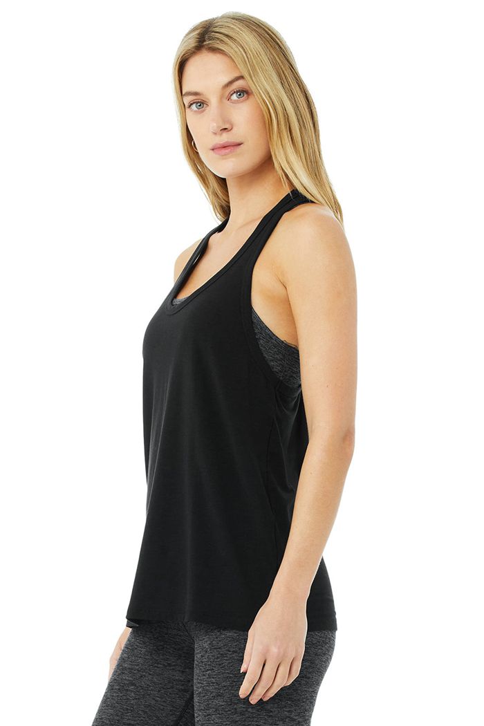 Alo Yoga Motion Women's Tank Tops Black | 52YHLGZIJ