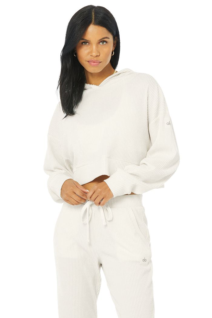 Alo Yoga Muse Women's Hoodie White | 46HZIKRWX