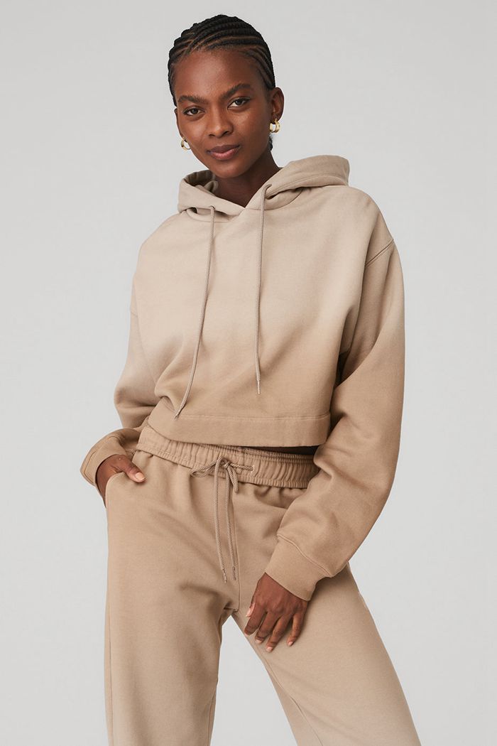 Alo Yoga Ombre Bae Women's Hoodie Beige | 67SIBFDLK