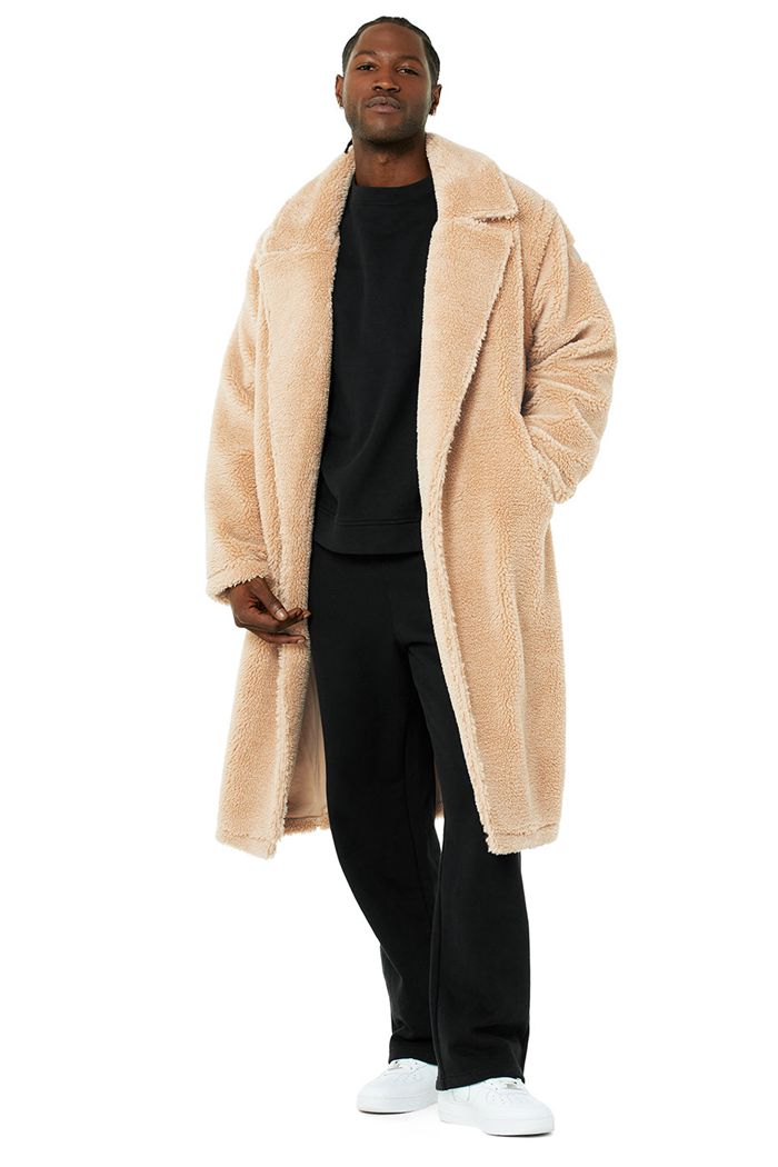 Alo Yoga Oversized Sherpa Trench Men's Coat Brown | 63NTJMVUE