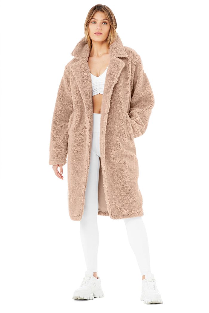 Alo Yoga Oversized Sherpa Trench Women's Coat Pink | 08JQEPZMA