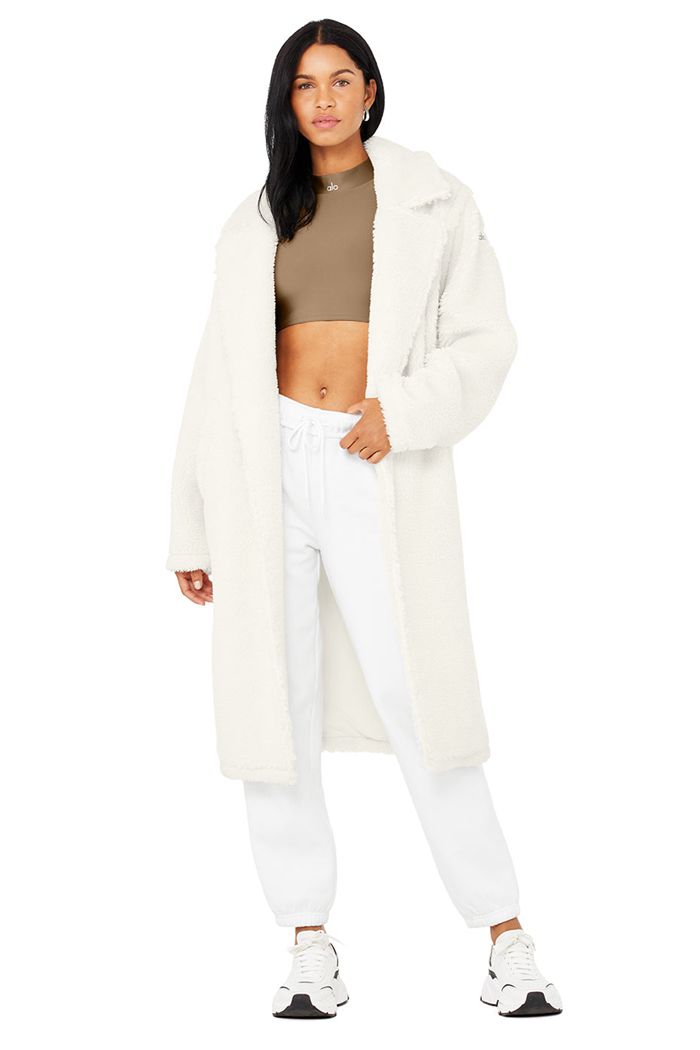 Alo Yoga Oversized Sherpa Trench Women's Coat White | 71PMWLIQN