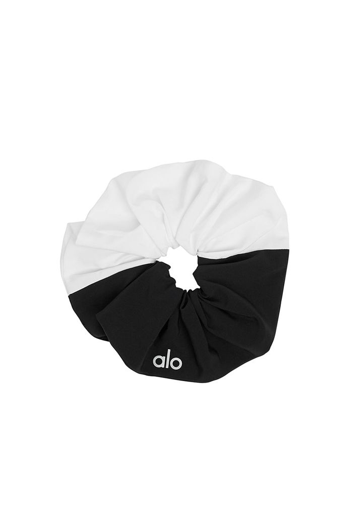 Alo Yoga Oversized Women's Scrunchie Black White | 36QRYHOIK