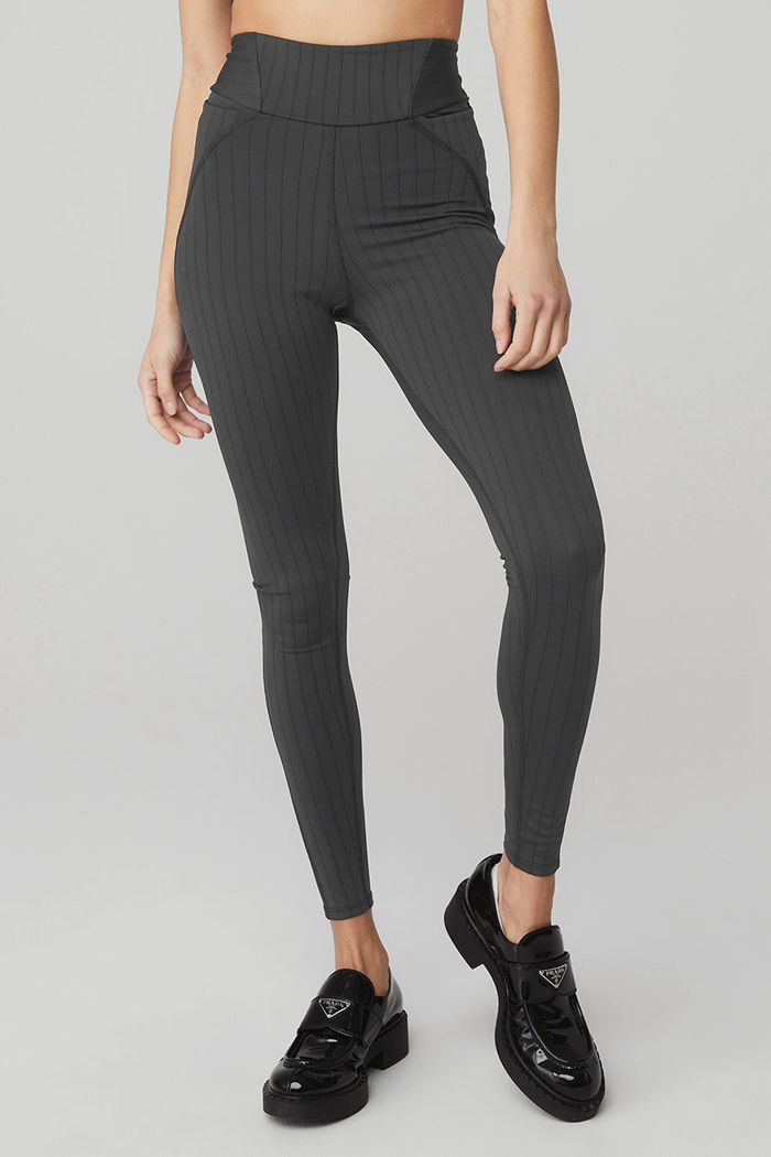 Alo Yoga Pinstripe Jacquard Extreme High-Waist Women's Leggings Dark Grey | 25AZXLJOV