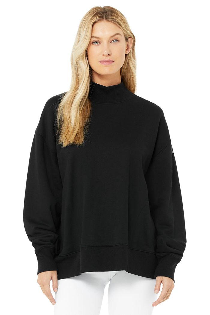 Alo Yoga Refresh Women's Pullover Black | 73NYLPXFU