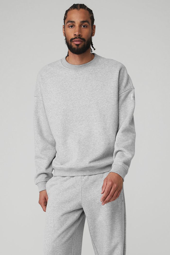 Alo Yoga Renown Crew Neck Men's Pullover Grey | 48WBTFEAH