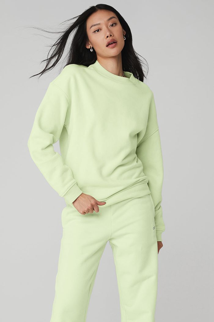 Alo Yoga Renown Crew Neck Women's Pullover Green | 58FASWOQT