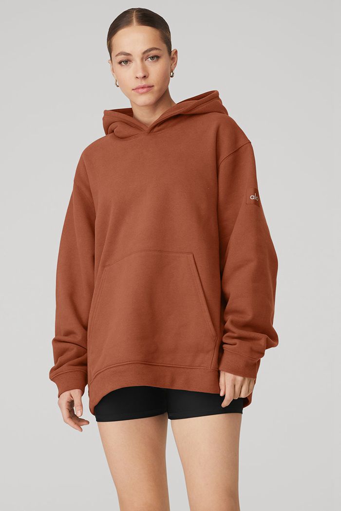 Alo Yoga Renown Women's Hoodie Red | 64PYJZAVG