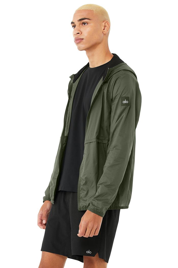 Alo Yoga Repeat Running Men's Jackets Dark Green | 08NGPQZDI