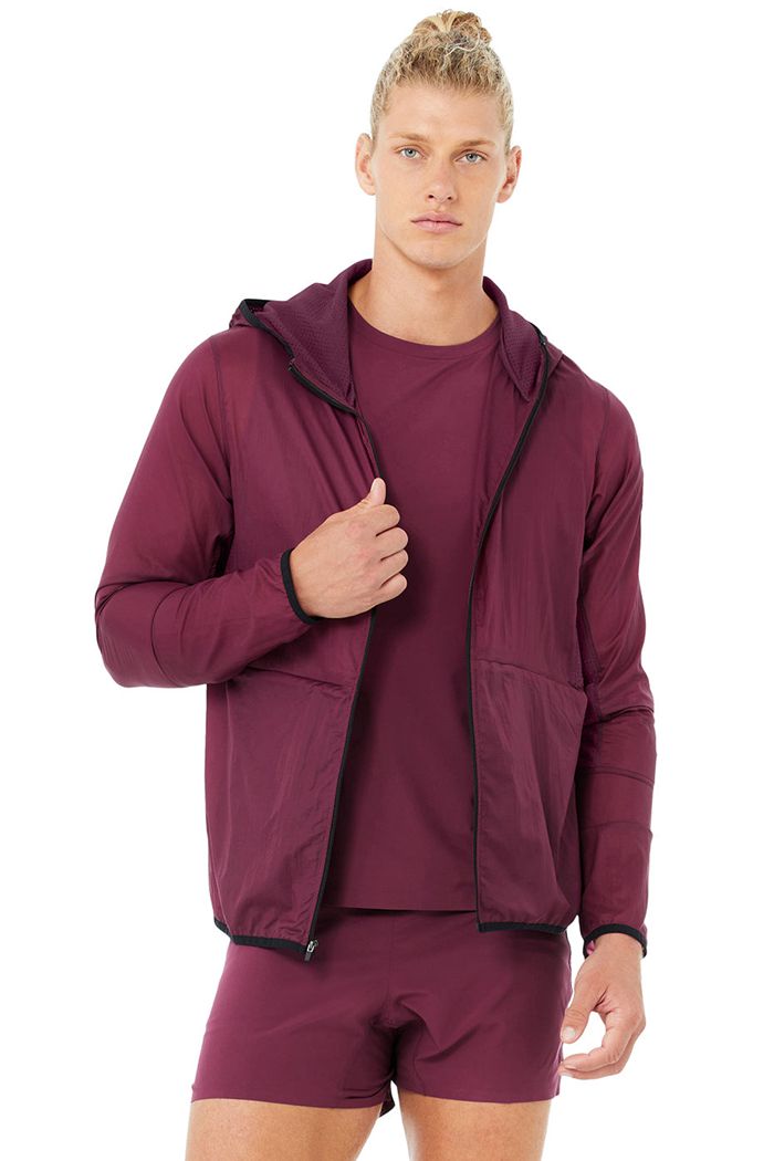 Alo Yoga Repeat Running Men's Jackets Red | 95XLKJEAT