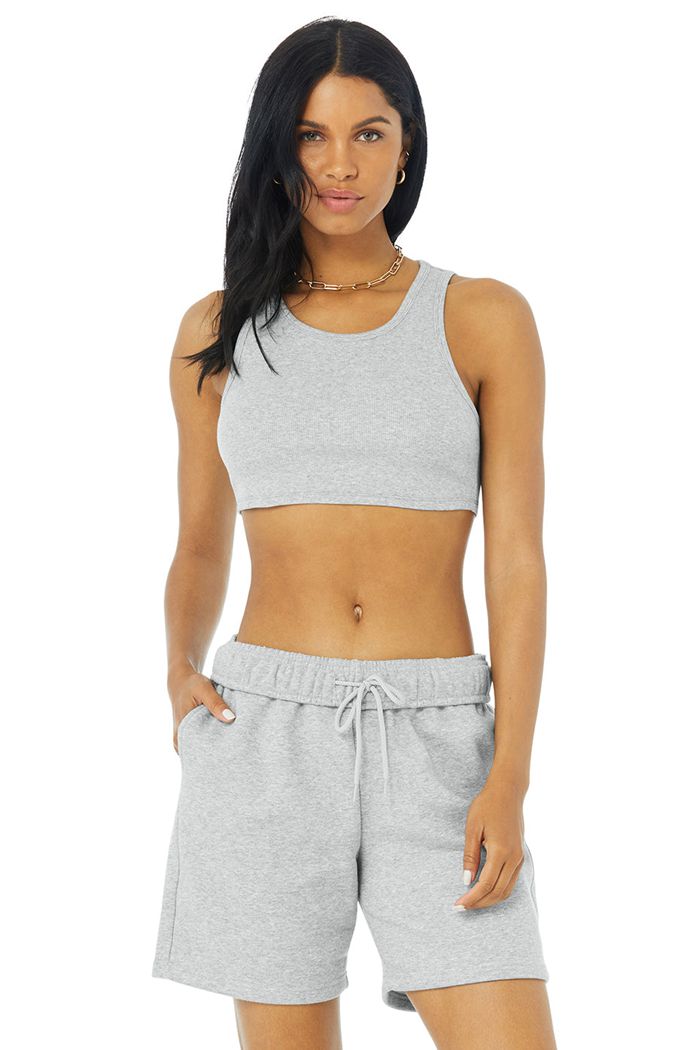 Alo Yoga Ribbed Vibe Women's Tank Tops Grey | 10CIJDALO