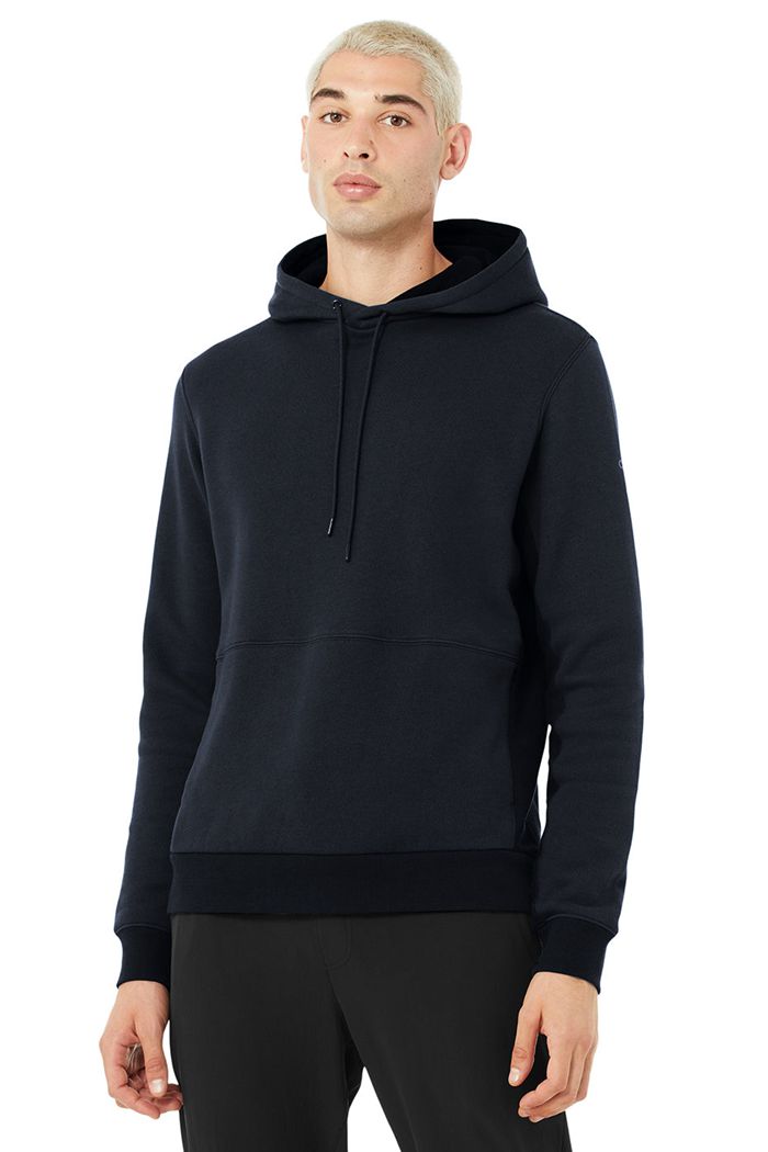 Alo Yoga Runyon Men's Hoodie Navy | 53YZHDGUT