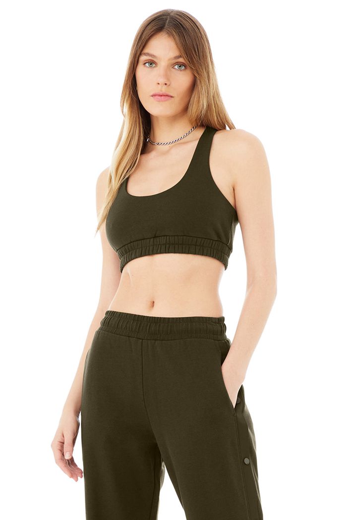 Alo Yoga Scoop Neck Sweatshirt Women's Bras Dark Olive | 04CJVDAQI