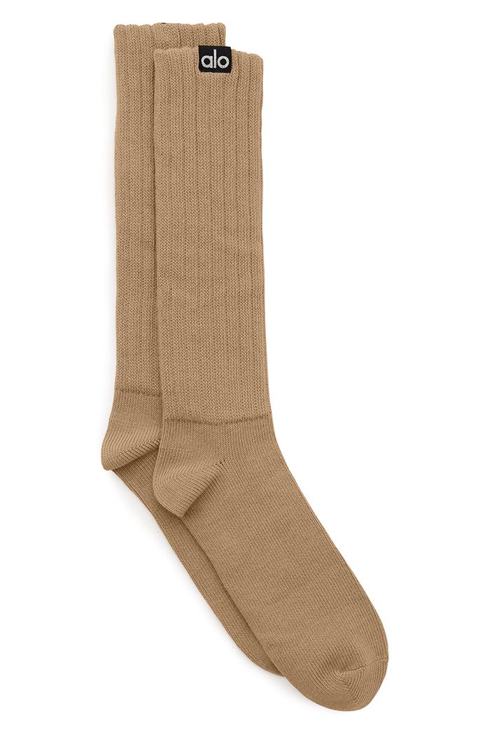 Alo Yoga Scrunch Women's Socks Brown | 70RSUBZOE