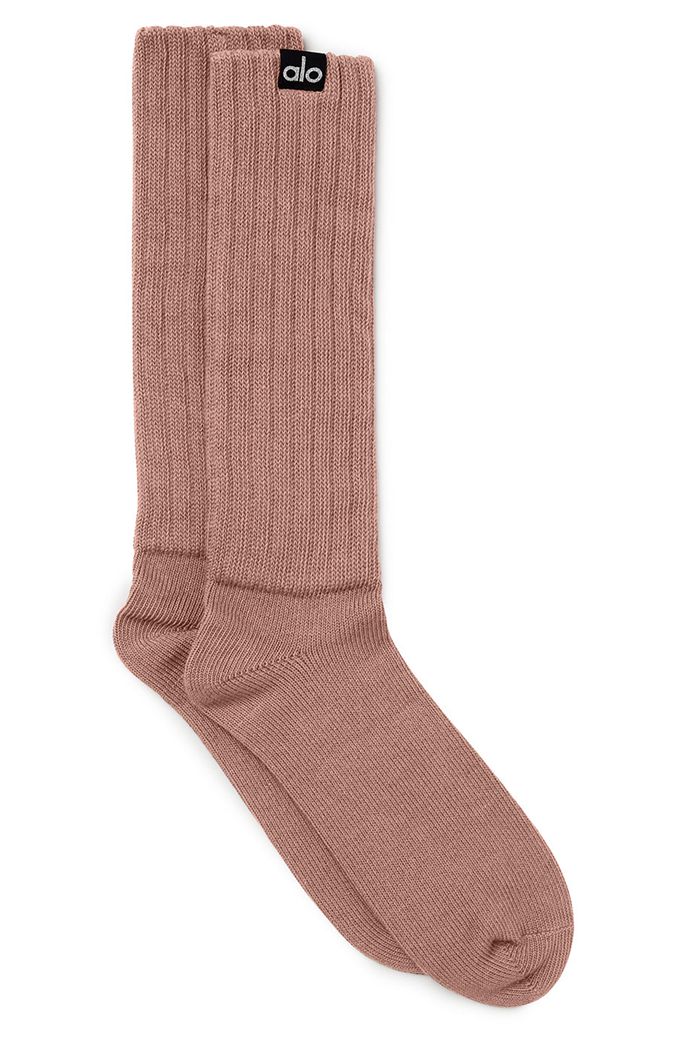 Alo Yoga Scrunch Women's Socks Dark Red | 54TCBEMJV