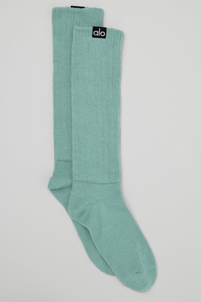 Alo Yoga Scrunch Women's Socks Light Blue | 36PGYJXVC