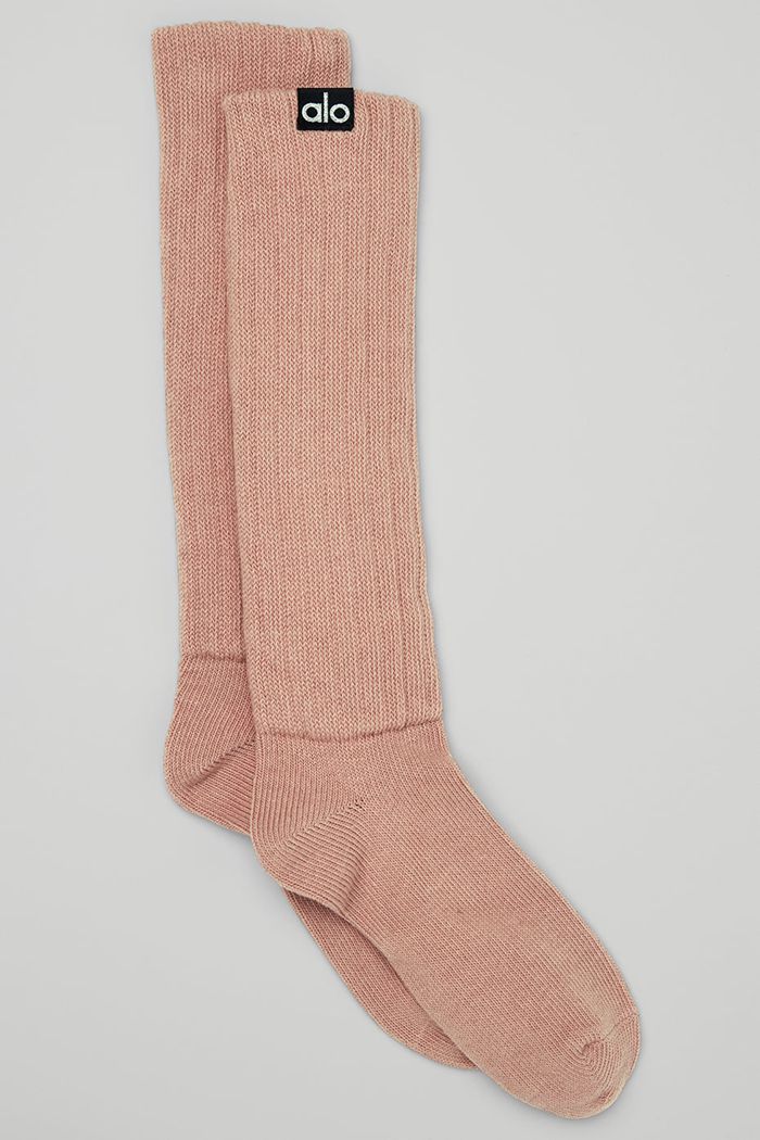 Alo Yoga Scrunch Women's Socks Pink | 18SFYOWND