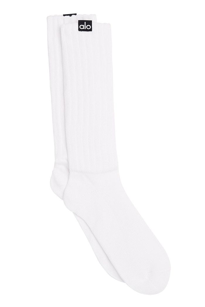 Alo Yoga Scrunch Women's Socks White | 50ZVTLRYH