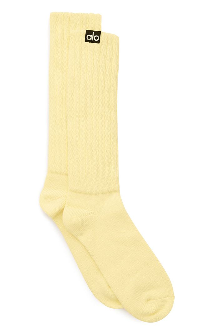 Alo Yoga Scrunch Women's Socks Yellow | 86WZKJRTL