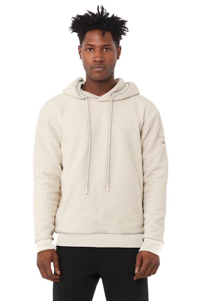 Alo Yoga Sherpa Men's Hoodie Beige | 79ULEFAKX