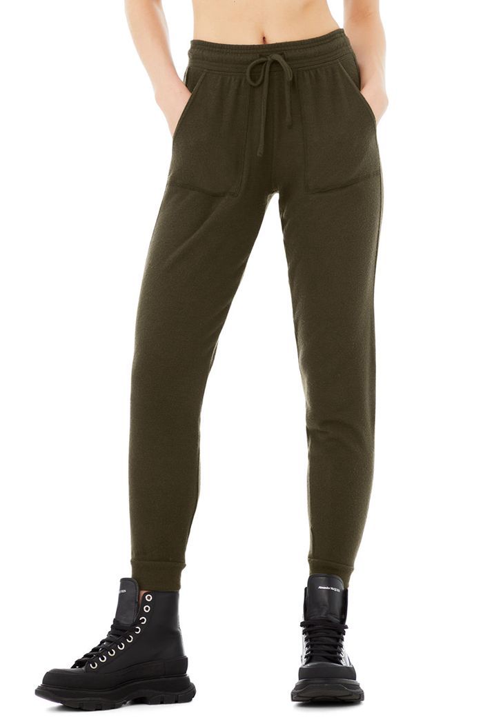 Alo Yoga Soho Sweat Women's Pants Dark Olive | 69OZDUALJ