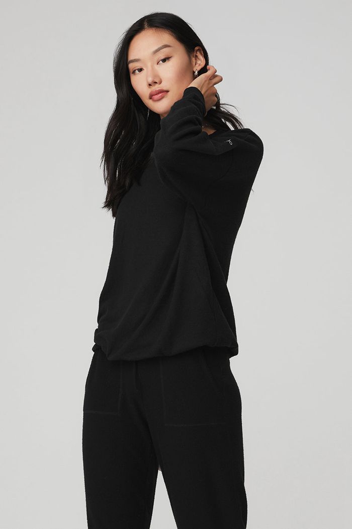 Alo Yoga Soho Women's Pullover Black | 54QZYUILV