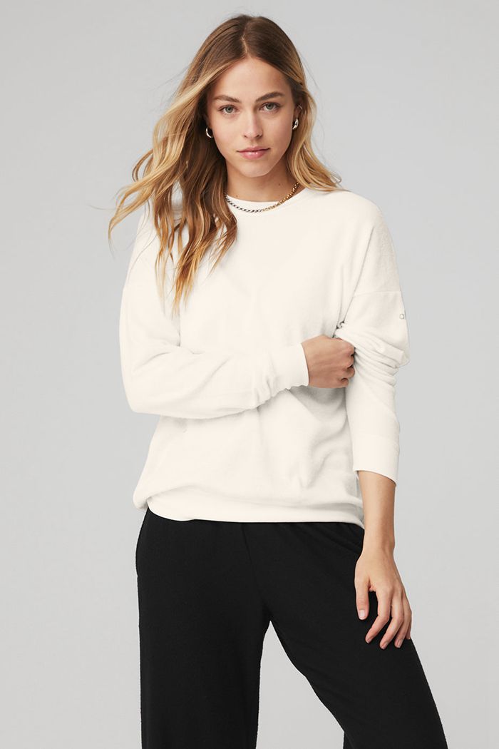 Alo Yoga Soho Women's Pullover White | 21QMIOGWT