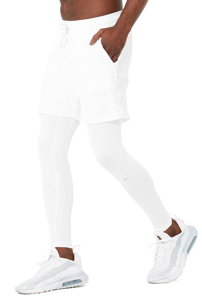 Alo Yoga Stability 2-In-1 Men's Pants White | 37QNPOMDS