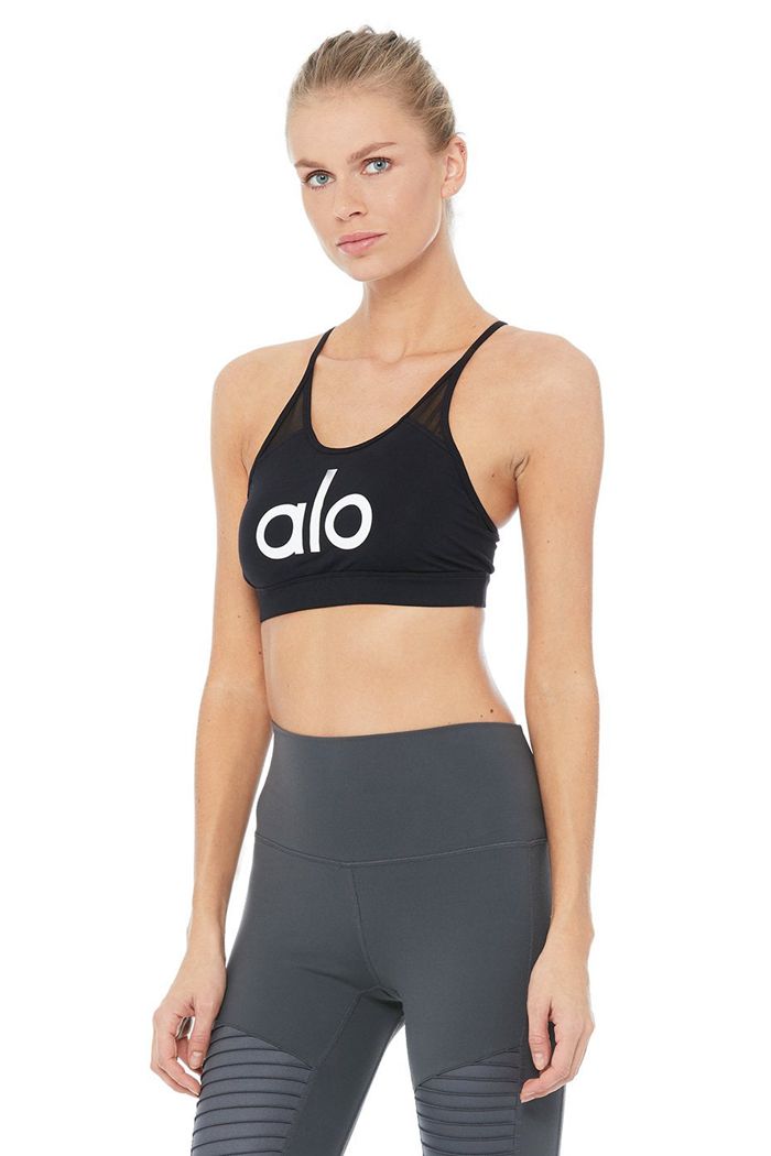 Alo Yoga Starlet Women's Bras Black White | 53NKZMBIV