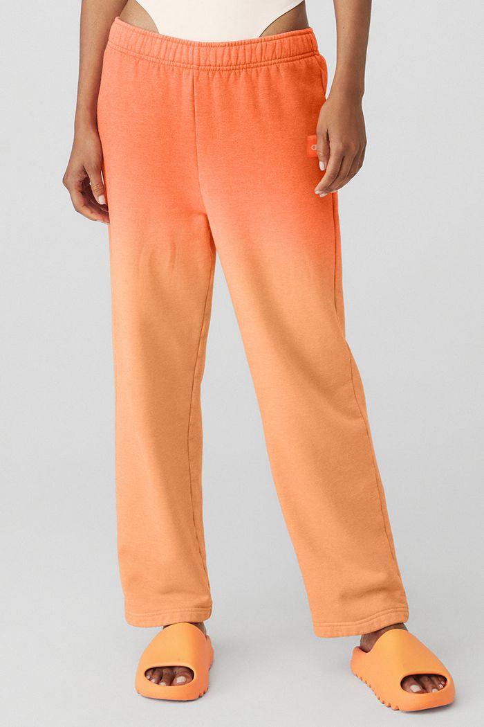 Alo Yoga Straight Leg Ombre Sweat Women's Pants Orange | 21PUQXDRV